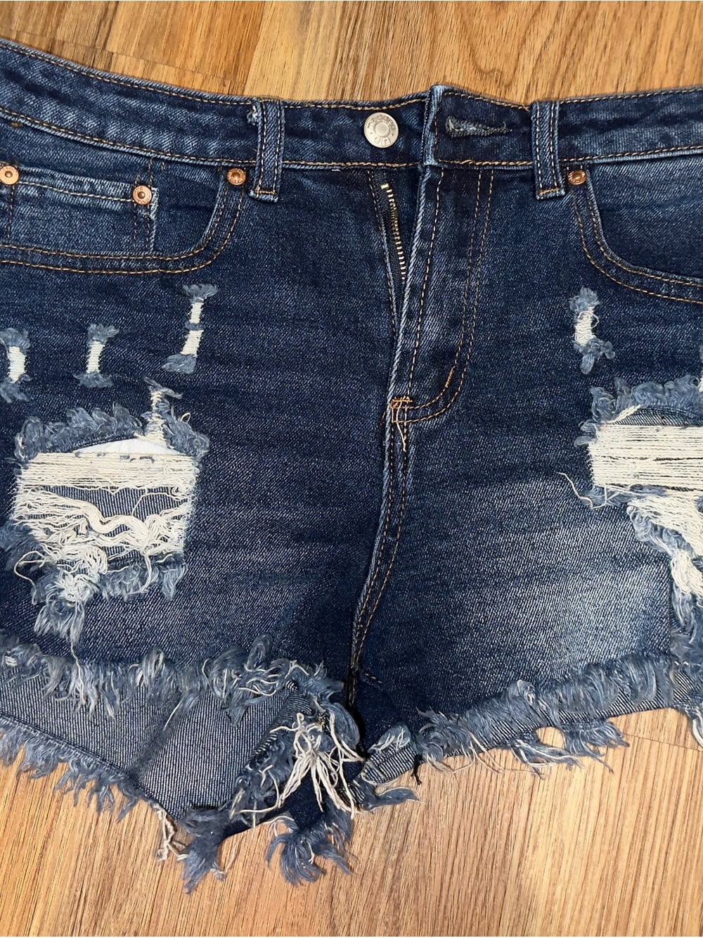 Madden Girl Dark Blue Distressed Denim Shorts